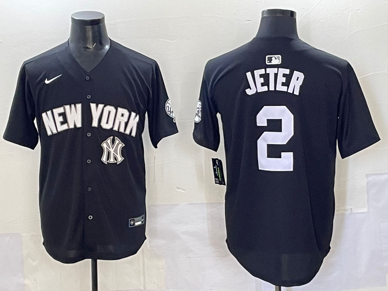 Men 2025 New York Yankees #2 Jeter black Nike MLB Jersey style 725004->new york yankees->MLB Jersey